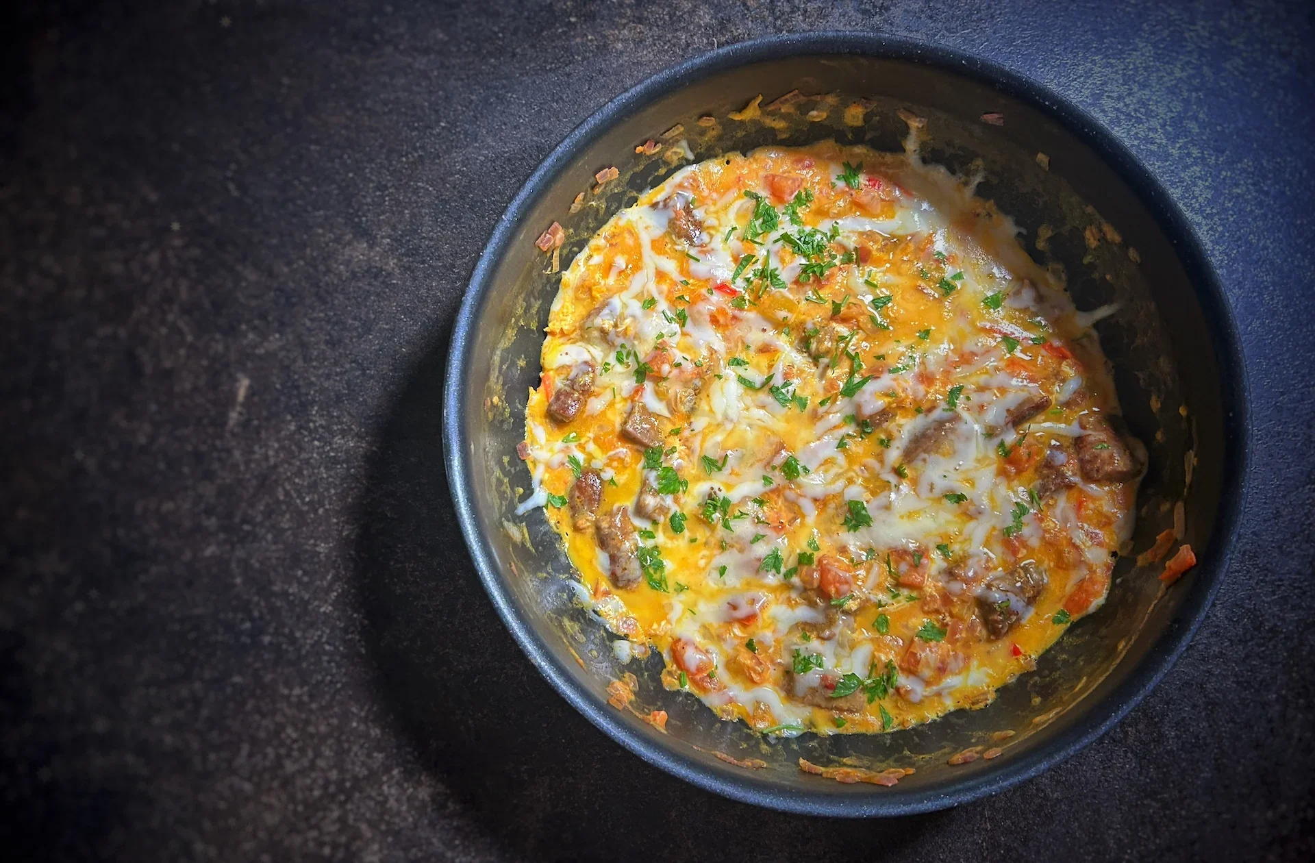 Skillet Eggs with Sausage and Mozzarella