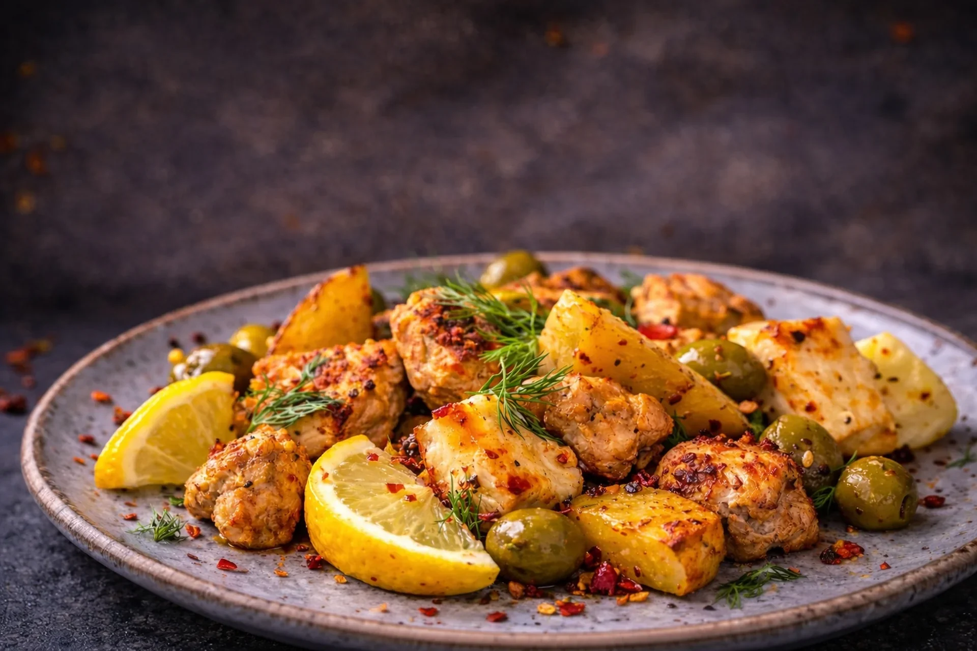 Mediterranean One-Tray Chicken, Potatoes & Halloumi