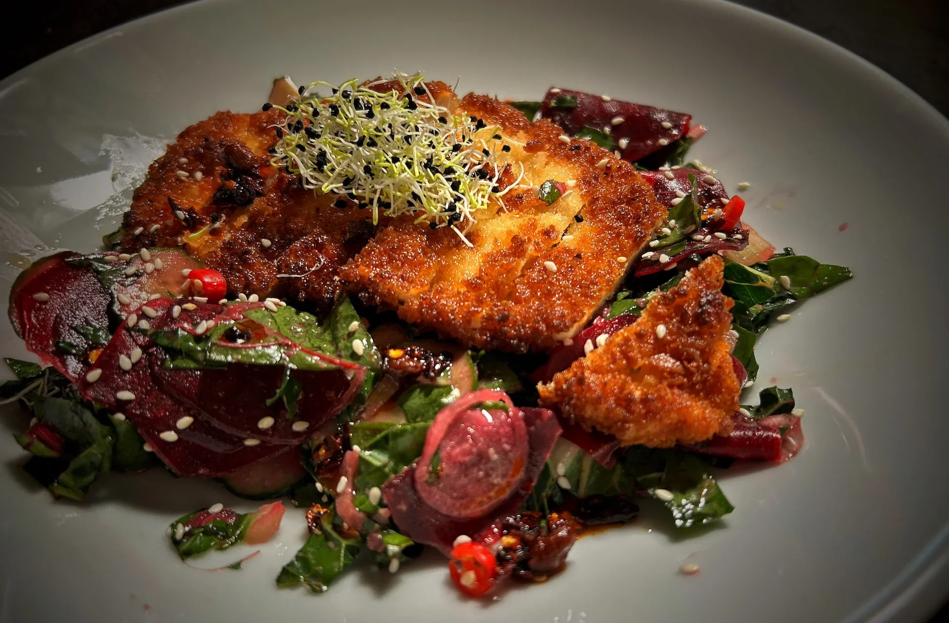 Crispy Chicken Cutlets Salad