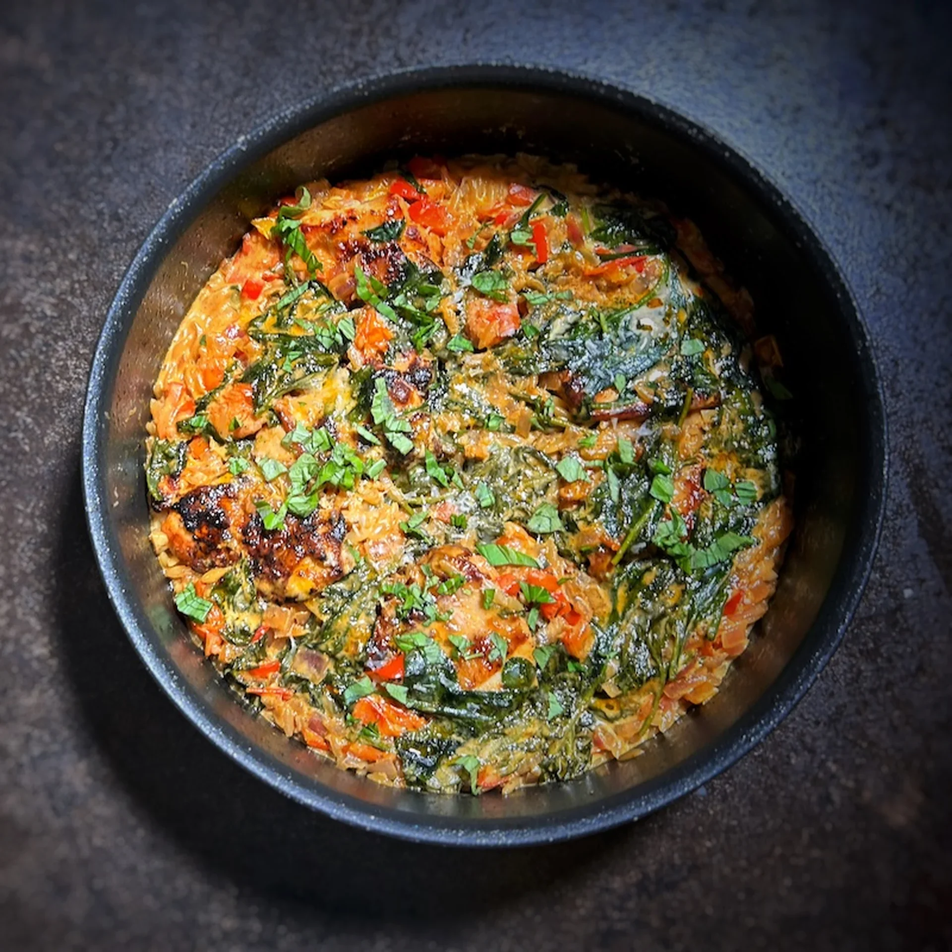 Spicy & Umami Orzo Chicken Thighs