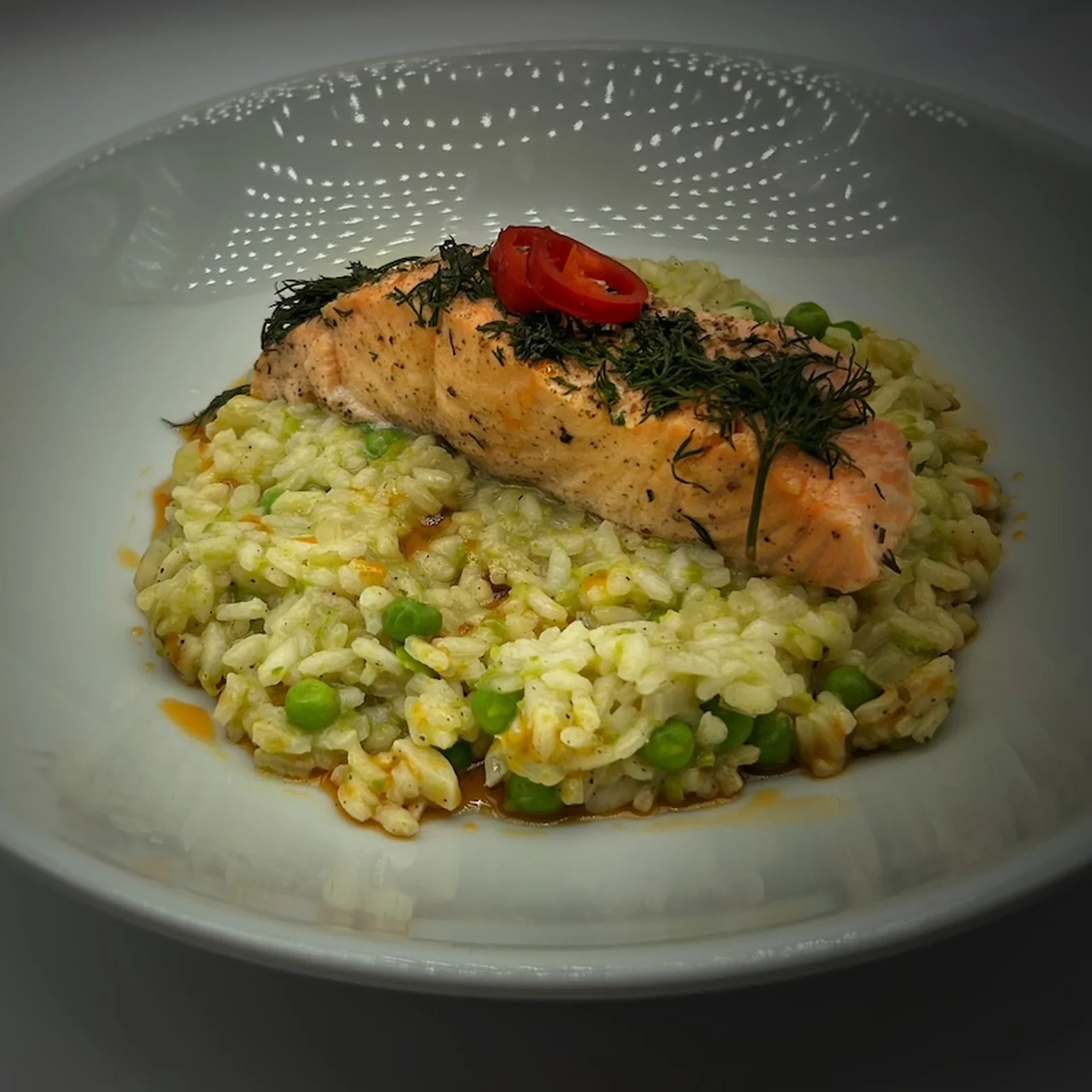 Creamy Pea Risotto and Salmon Recipe