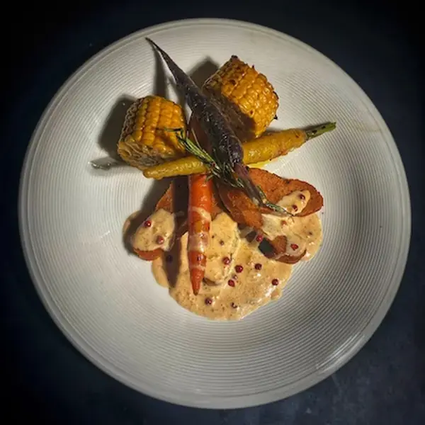 Meatless Steak with a Colorful Garnish