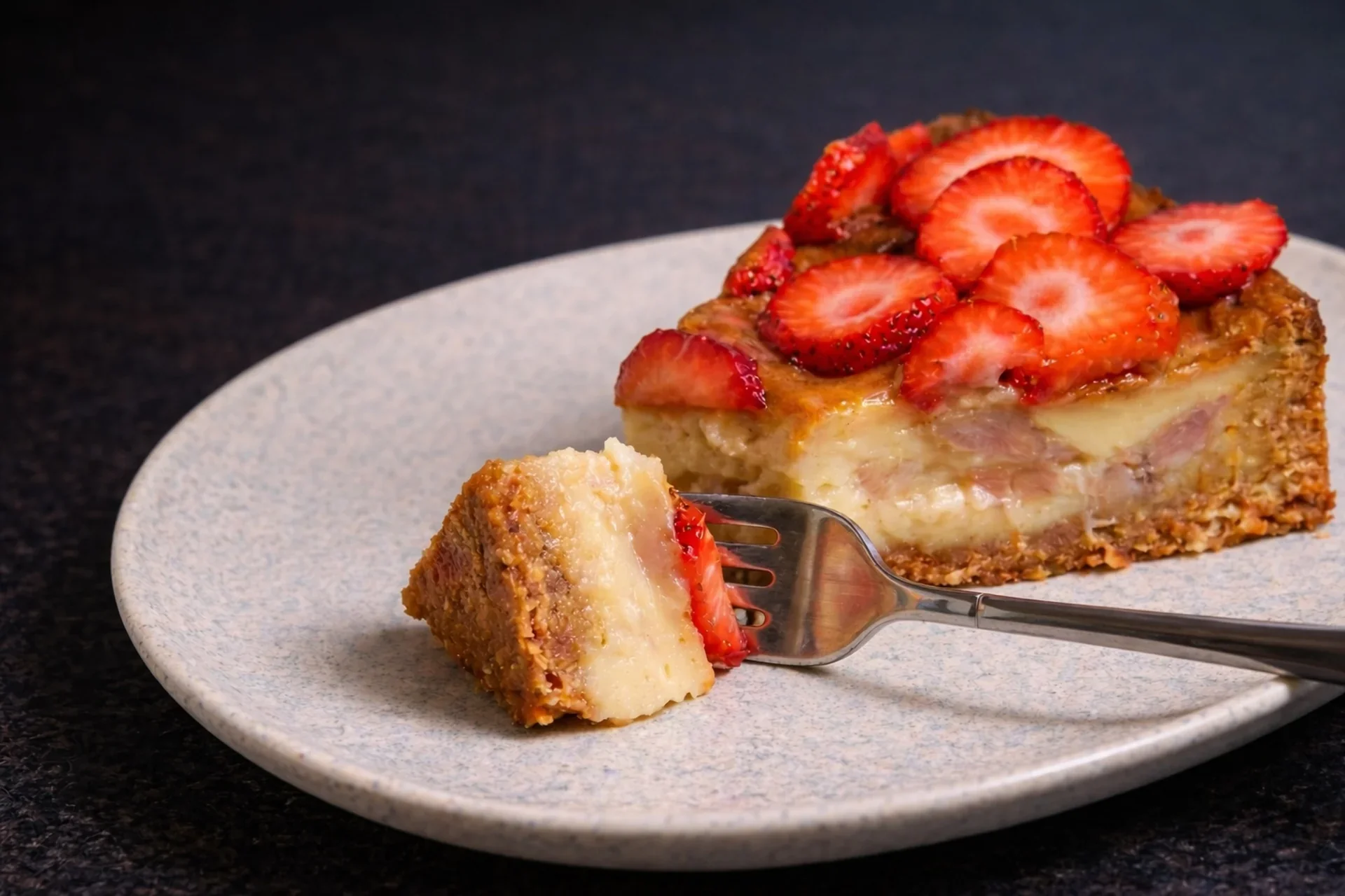 Caramelized Banana Custard Tart with Strawberries