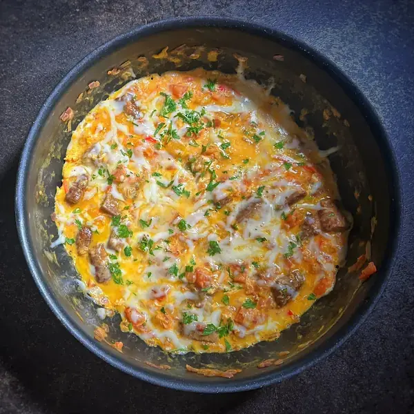 Skillet Eggs with Sausage and Mozzarella