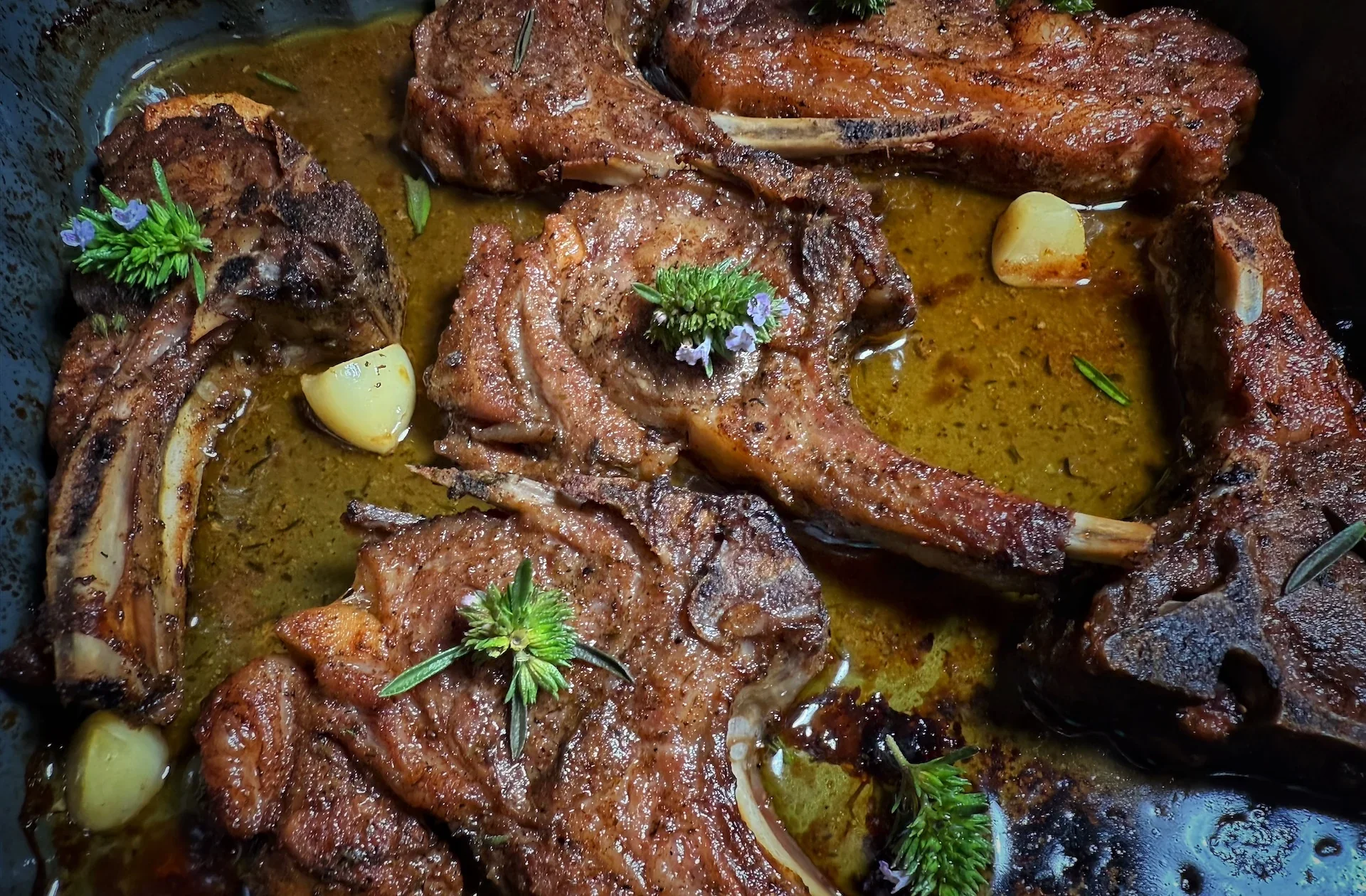 Oven Baked Lamb Chops with Mashed Potatoes and Yogurt Salad