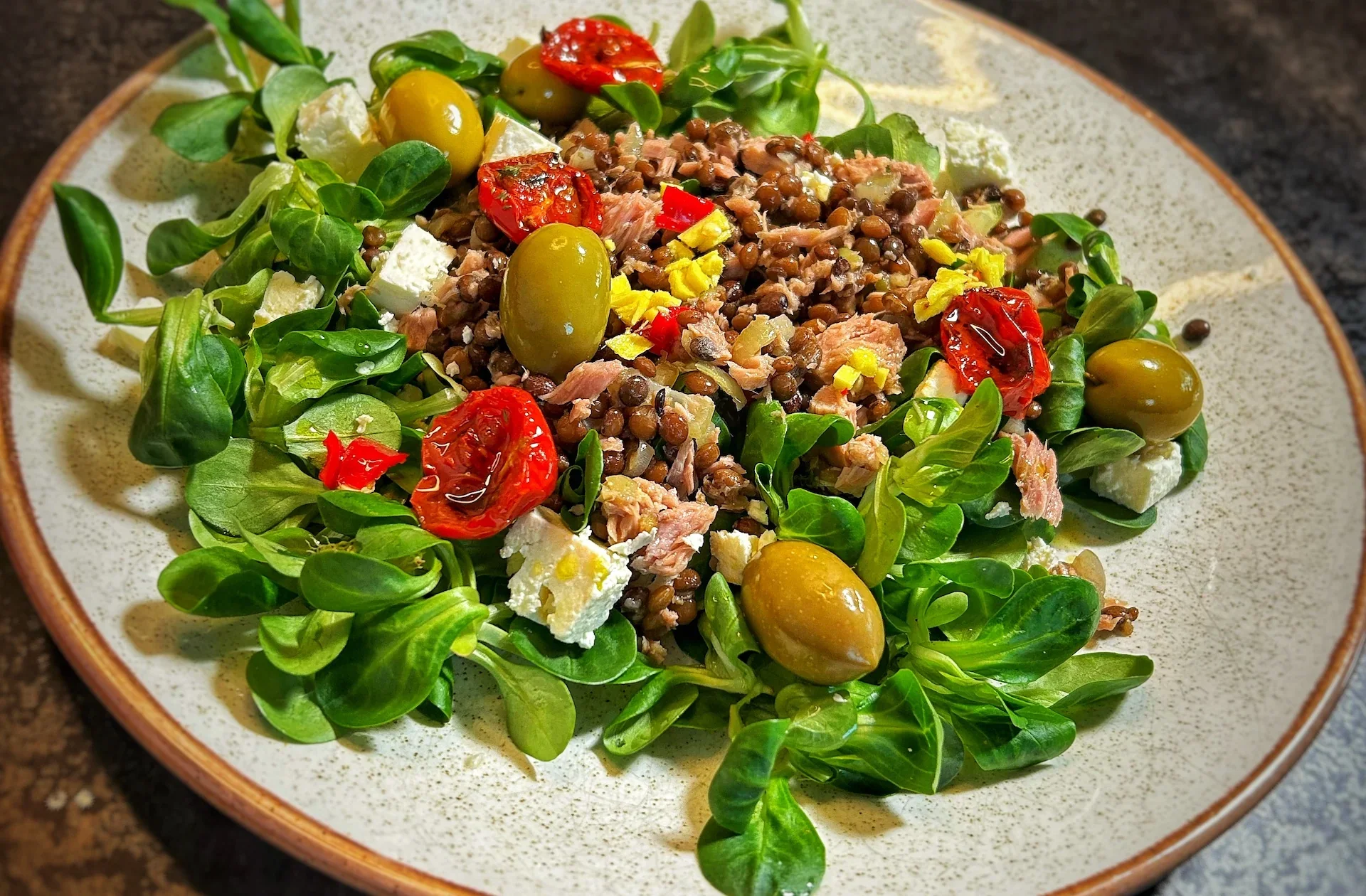 Mediterranean Lentil Salad with Tuna