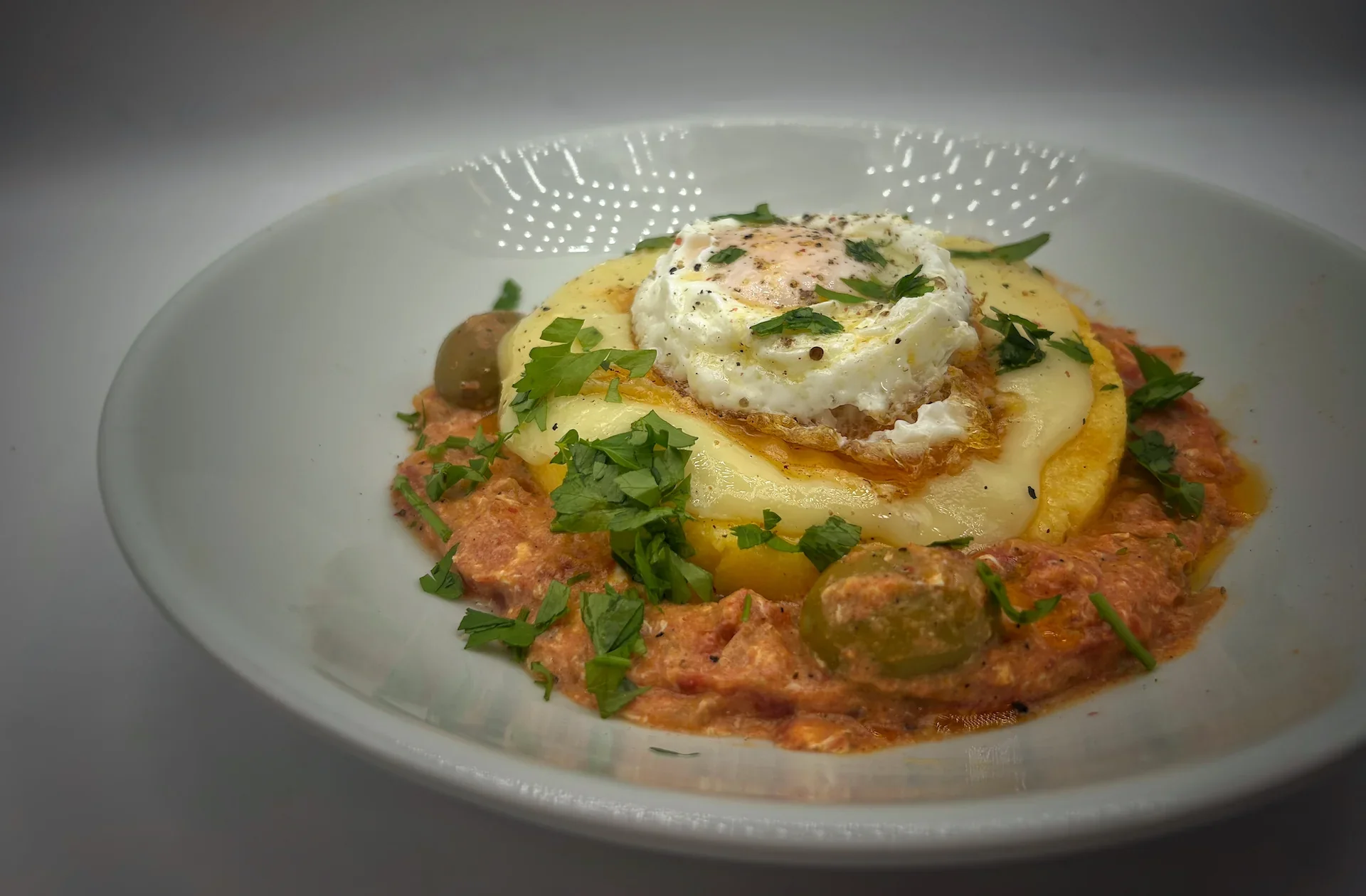 Grilled Polenta Stew with Argentine Roots, Sicilian Flavors, Romanian Heart