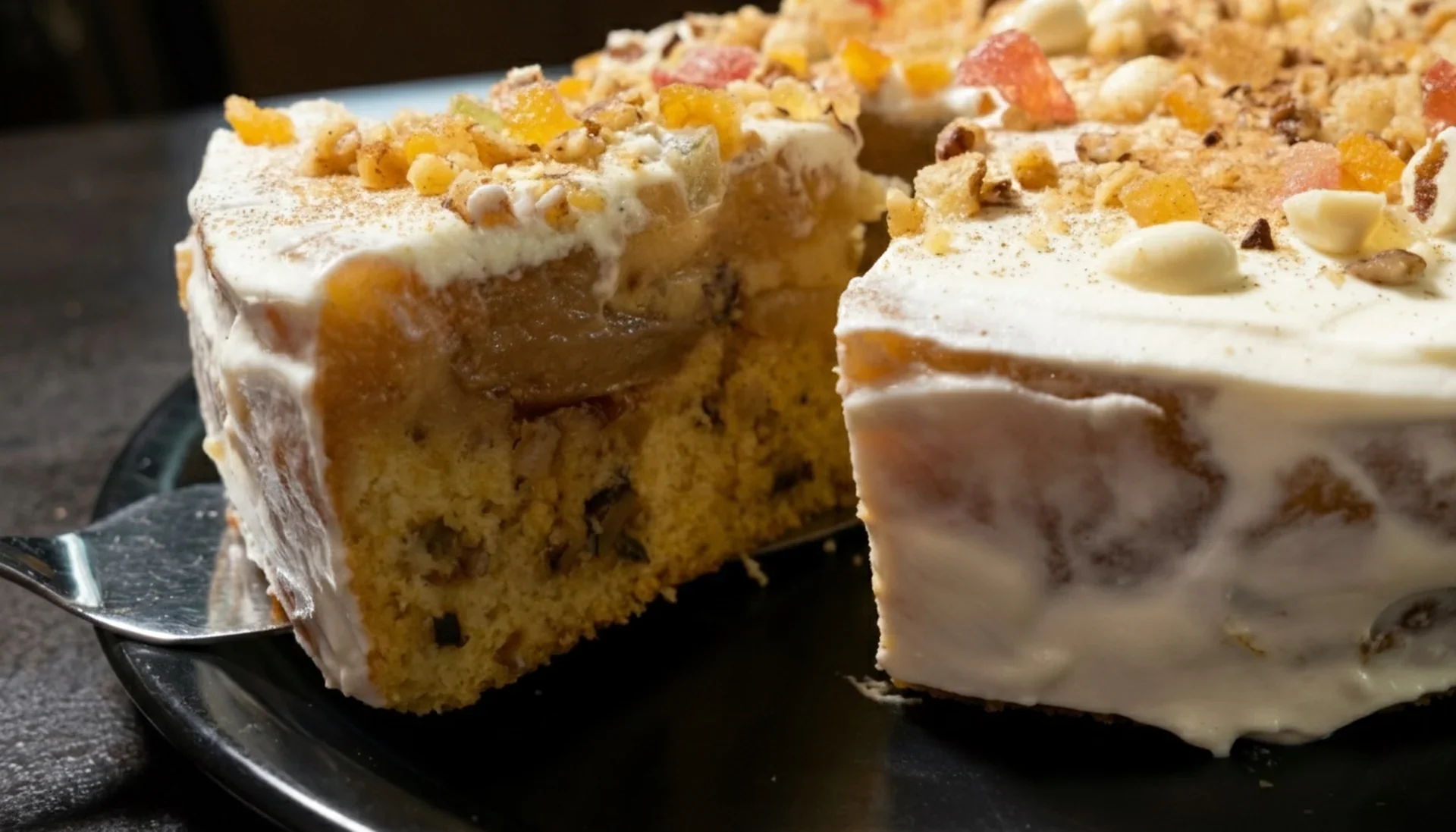 Caramel Apple Upside Down Cake with Crunchy Walnuts