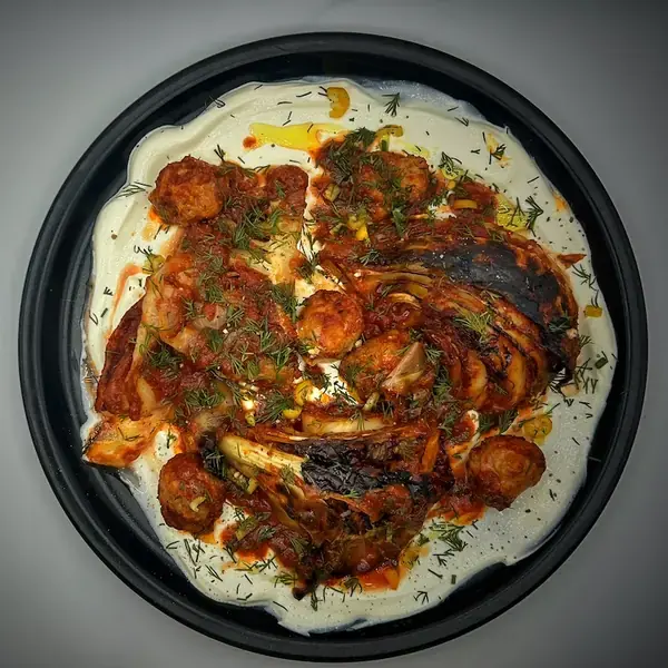 Charred Cabbage & Tomatoey Sausage Bites