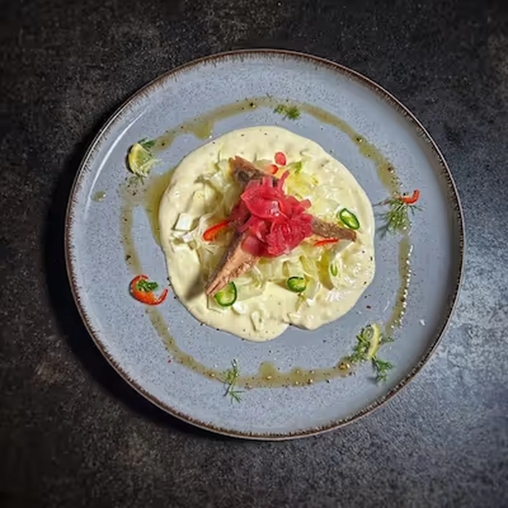 Sardine Splash: Creamy Egg & Fennel Fusion