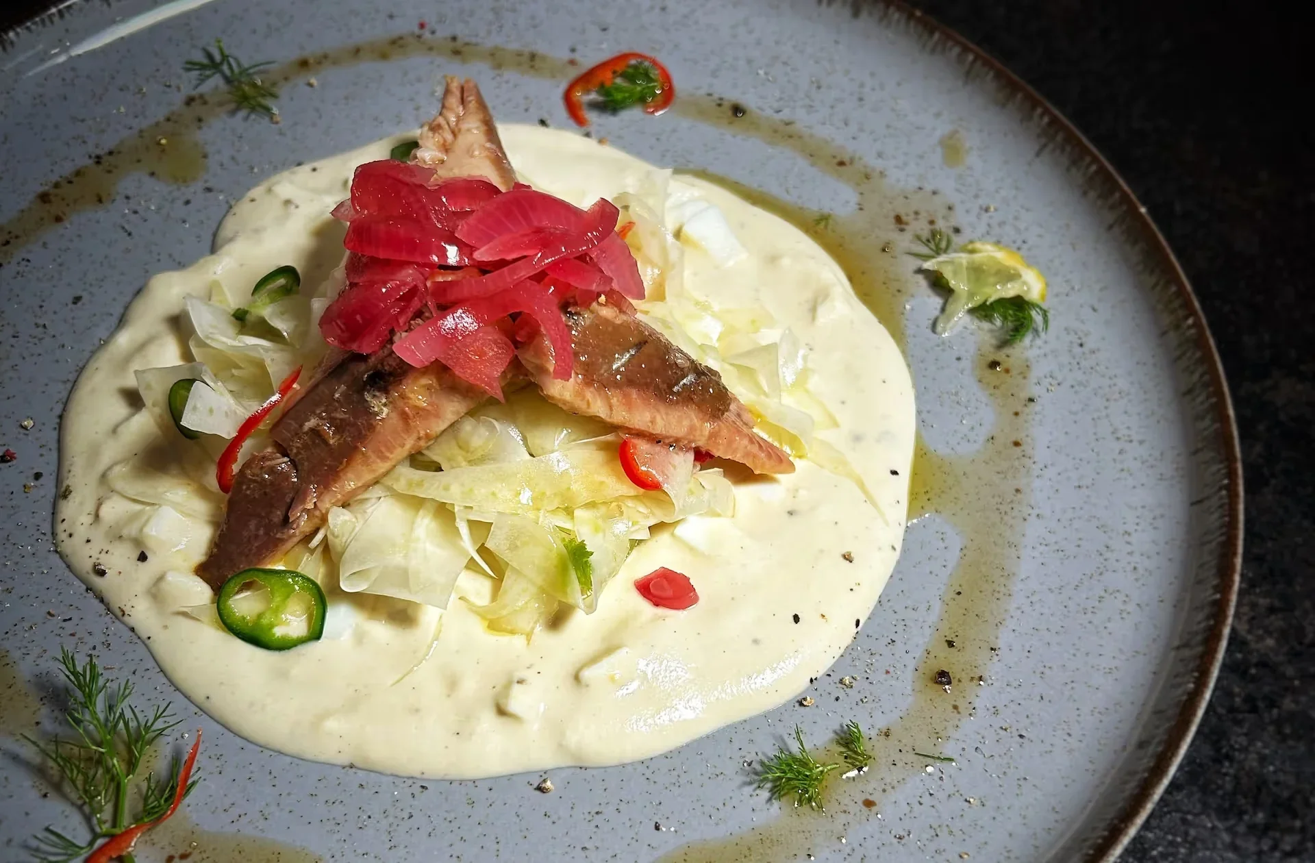 Sardine Splash: Creamy Egg & Fennel Fusion