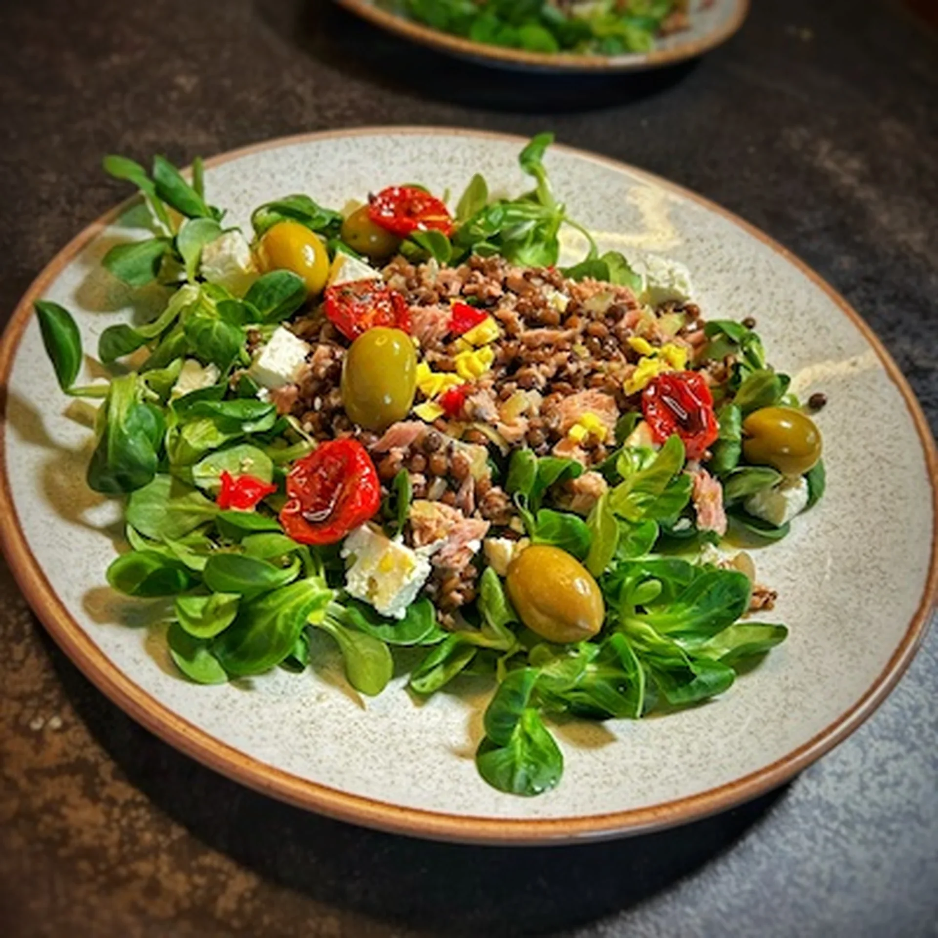 Mediterranean Lentil Salad with Tuna